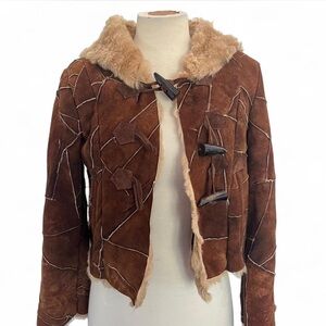 🍁Brown Suede, Faux Shearling Jacket🍁